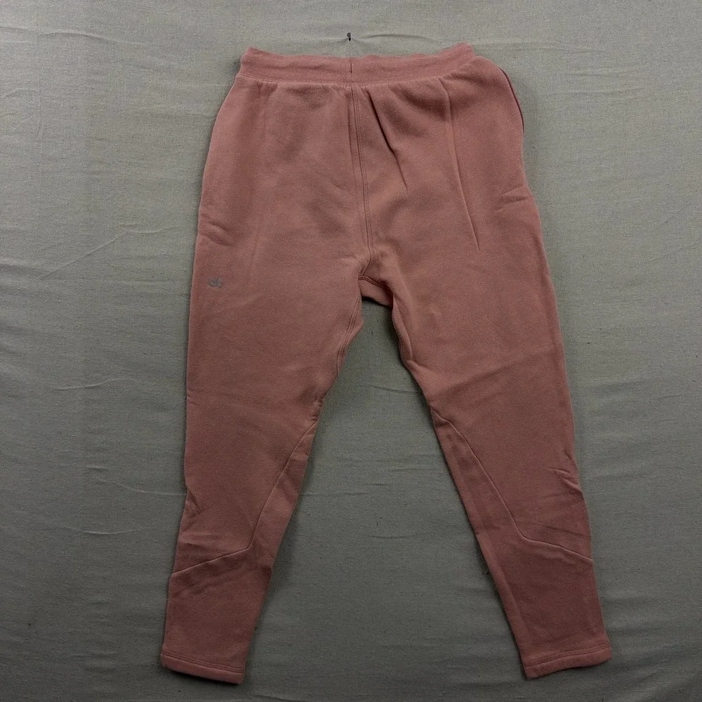 Alo Yoga Jogger‎ Sweatpants Womens Medium Pink Fleece Zipper Pockets Tapered Leg